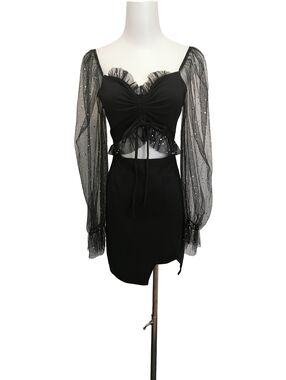 🖤 Sheer Sleeve Black Dress